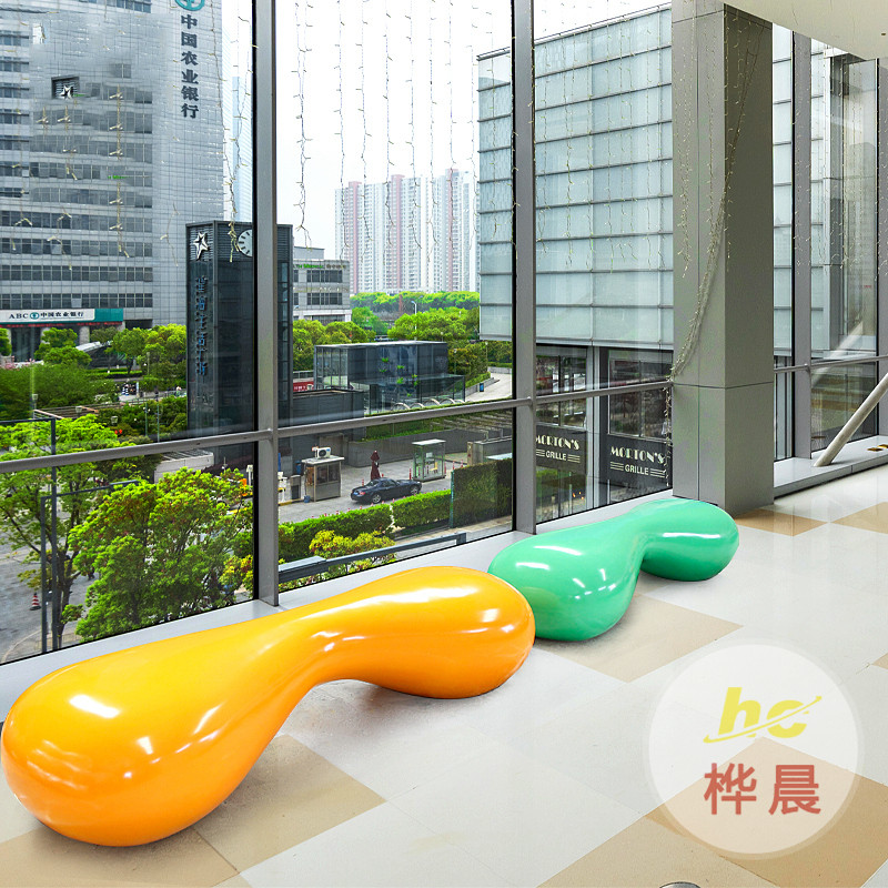 玻璃鋼休閑椅創(chuàng)意水滴造型花盆座椅組合商場座椅機場公共區(qū)休息椅